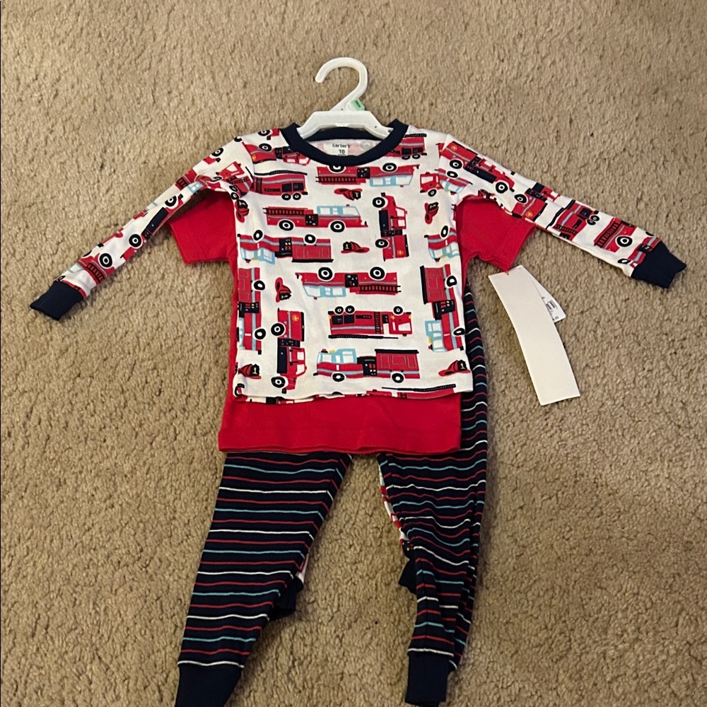 Carter's Red and Blue Fire Truck Pajamas